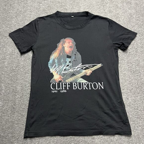 Cliff Burton T Shirt Men's Size Medium Black Metallica Graphic Print - Picture 1 of 6